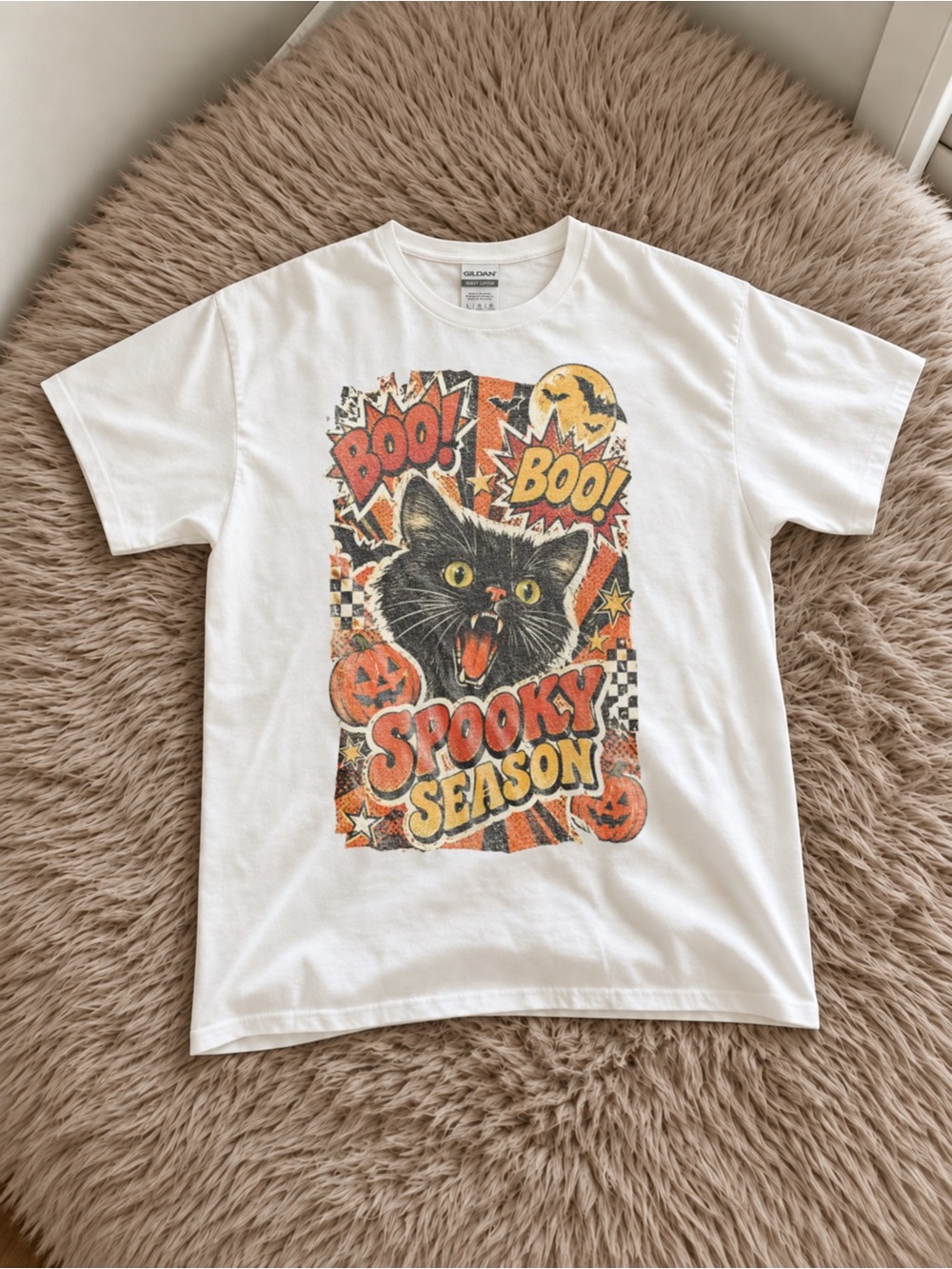 Halloween Black Cat Graphic Unisex T-Shirt Spooky Season Pumpkin Tee